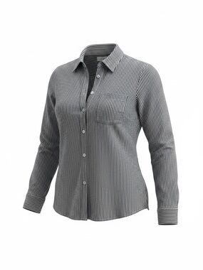 Black and White Striped Button-Down Shirt